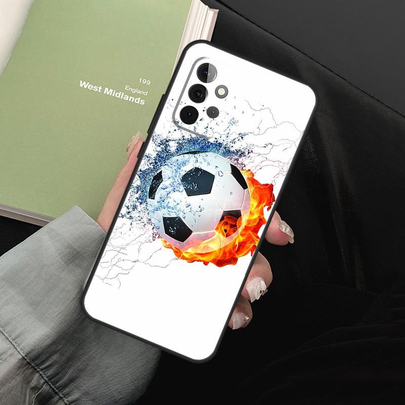 Fire Football Soccer Ball For Samsung Galaxy A52 A32 A22 A54 A14 A16 A26 A36 A56 A55 A35 A05 A06 A15 A53 A33 A13 Case
