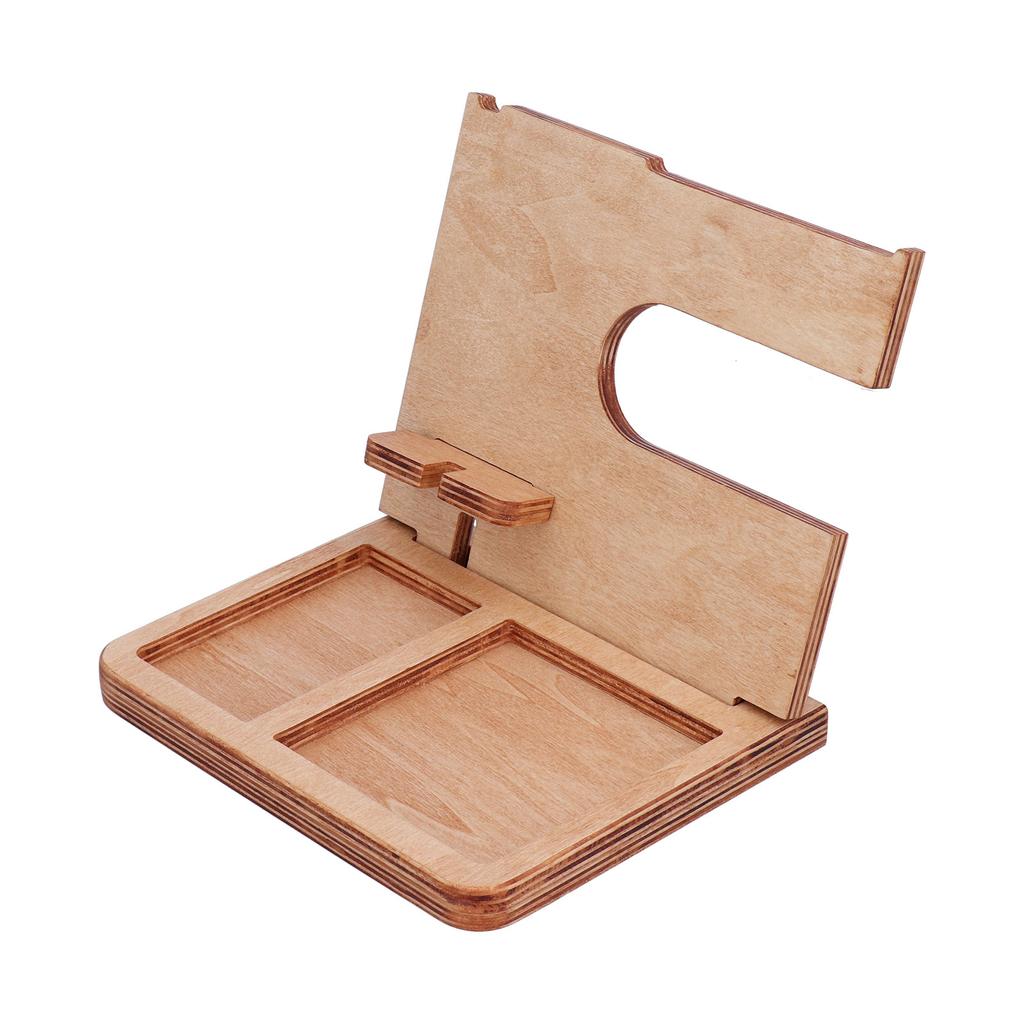 Wood Phone Docking Station Key Holder Desktop Storage Organizer Surface Polishing Treatment Watch Glasses Stand