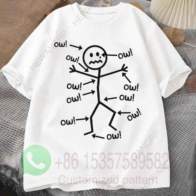 A Distressed Stick Figure Surrounded By Multiple OW Mens Tracksuit Tshirt Cotton Casual Sportswear Crew Neck Short Sleeve Tops