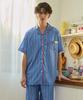 [Pink Zone] Blue Johnny Short Sleeve Collar Pajama Set [Shipped from Korea] 100% Authentic