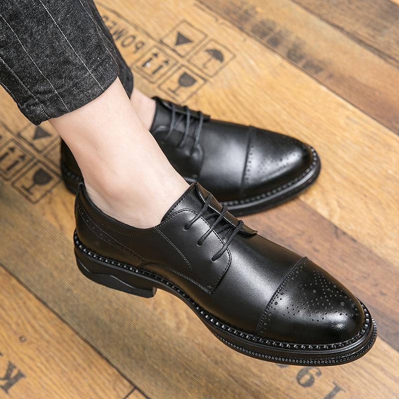 

Brock men s shoes Korean soft leather business dress men s leather shoes casual British wedding leather shoes 44 чорний