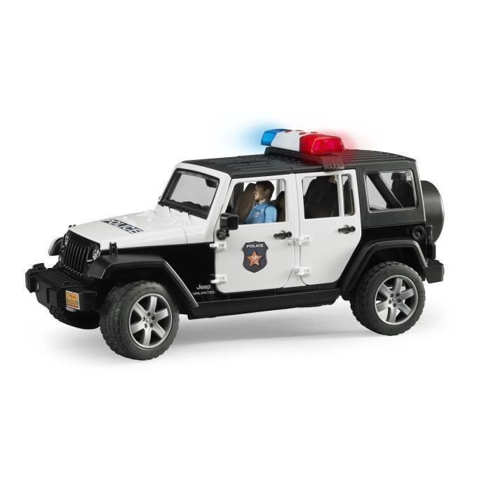 JEEP WRANGLER UNLIMITED RUBICON POLICE - BRUDER - Avec Policier et Module Son et Lumière - Echelle 1:16e