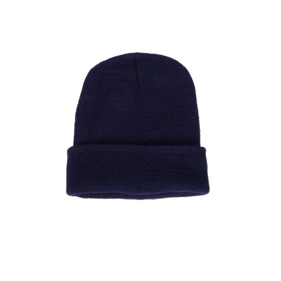 Men Women Solid Color Warm Woolen Knitted Cap Fluorescent Cuffed Beanie Hat