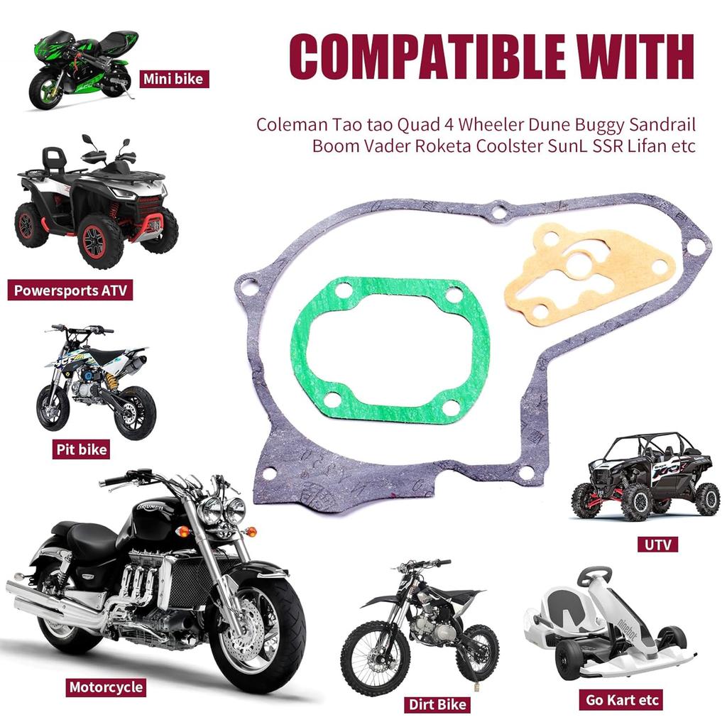 Gasket Set Compatible with Chinese Honda Engine 110cc 125cc Taotao ATV Dirt Bike Go Kart Quad 4 Wheeler Dune Buggy Coleman Coolester SSR Apollo