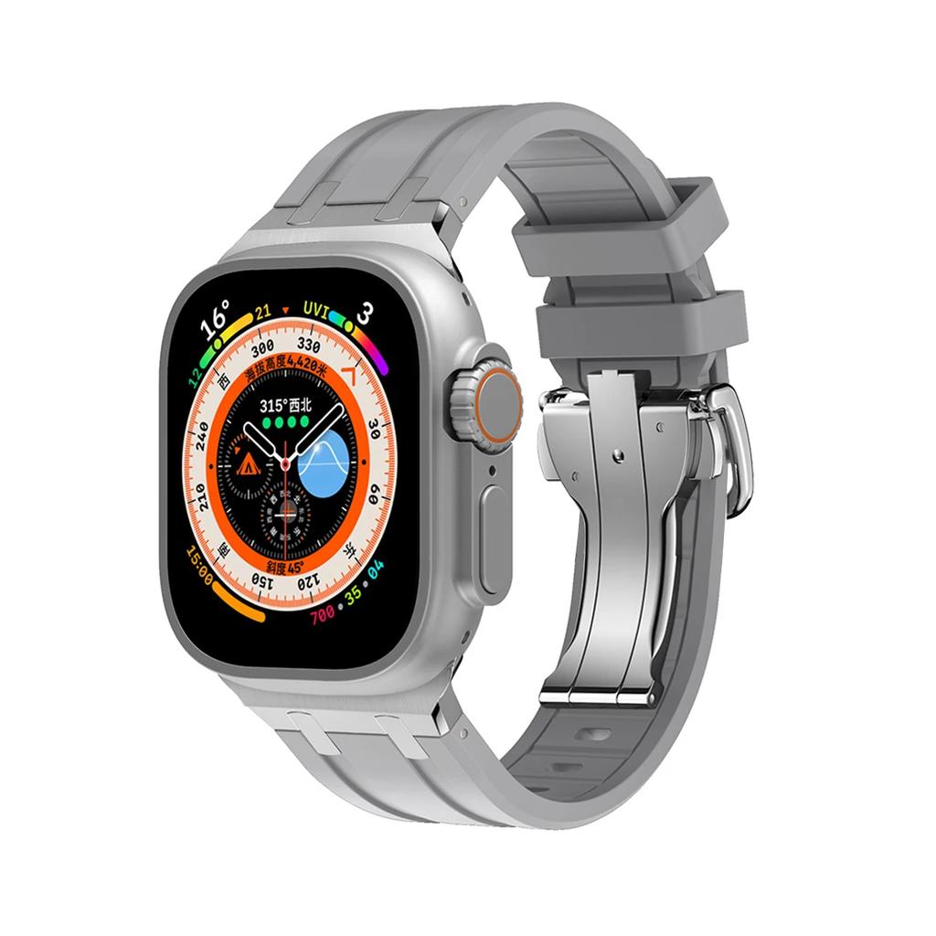 Soft Silicone Strap For Apple Watch Ultra 2 1 49mm Series 9 8 7 41 45mm Rubber Band For iWatch 6 5 4 se 42mm 44mm Mens Bracelet