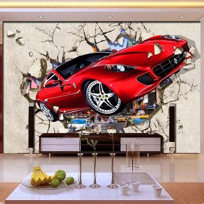 Wallpaper 3D Red Car Photo Wallpaper Cartoon Kids Bedroom Living Room Home Decoration Wall Mural