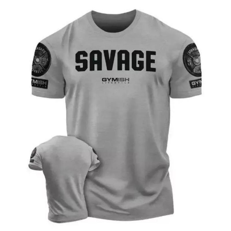 2025 Summer New Men s T-shirt 3D letter Print Summer round-neck fitness Training Breathable top S