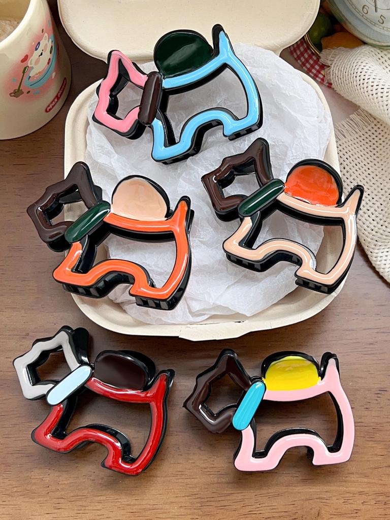 1Pcs Cute Dog Colorful Large Hair Claw Clip for Women Girl,3.5Inch Banana Clip for Thick Hair,Nonslip Hair Pins Hair Accessories