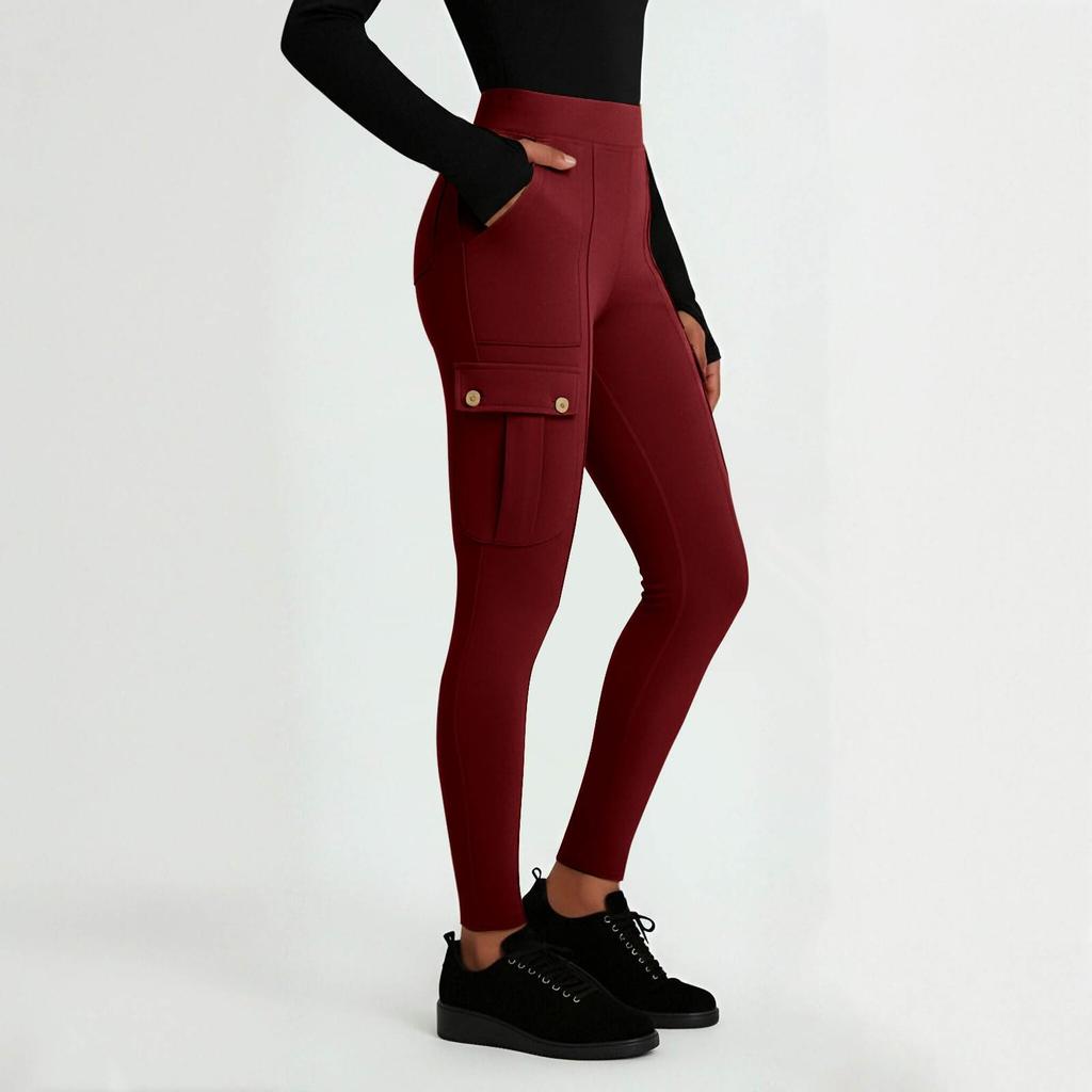 Dámské módní prodyšné jógové kalhoty s kapsou na knoflík na boku, legíny s pocitem nahoty, úzké, přiléhavé