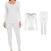 Winter Thermal Underwear Sets for Women Round Collar Long Johns High Stretch Base Layer Soft Top & Bottom Keep Warm Pajamas