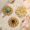 European & American Stainless Steel Natural Stone Sunflower Earrings - Non-fading DIY Pendant Charm Accessories
