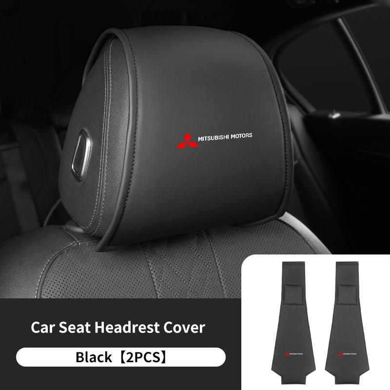 sdbf9 1/2PCS Leather Car Seat Headrest Protective Cover Interior Accessories For Mitsubishi Outlander Lancer Cross Colt Xpander Mirage