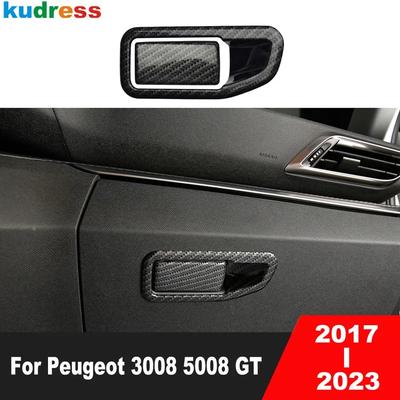 For Peugeot 5008 3008 GT 2017 2018      Carbon Car Glove Storage Box Handle Cover Trim Interior Accessories