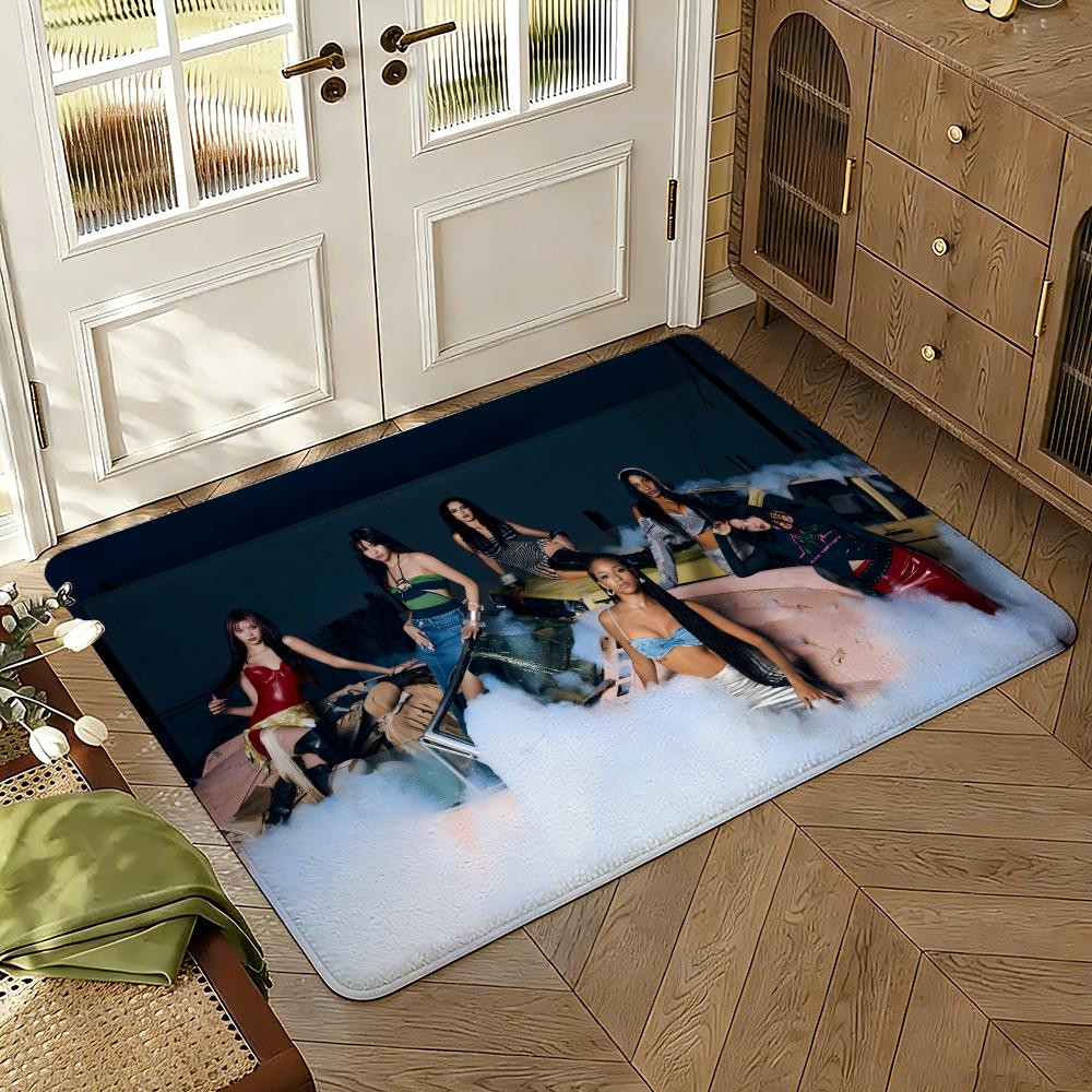 Music Band K-Katseye American Floor Mat Soft Thickened Absorbent Non-Slip Bedroom Living Room Door Mat Home Decor Flannel Rugs