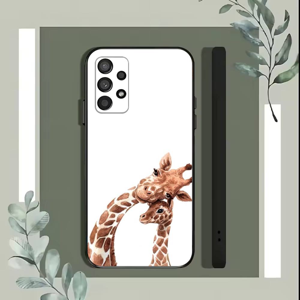 Striped Background Giraffe  Phone Case For Samsung S25,S24,S21,S22,S23,S30,Ultra,S20,Plus,Fe,Lite,5G Black Cover