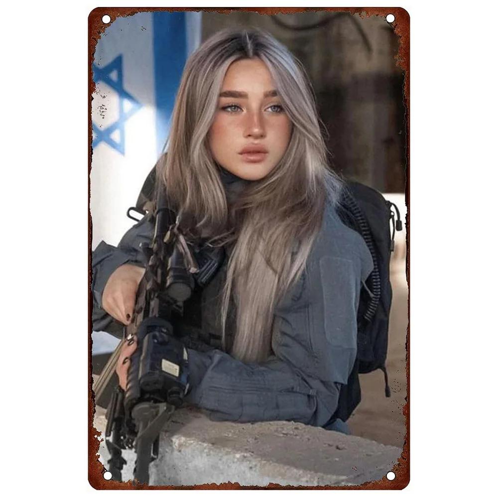 Vintage Metallblechschilder Militärische Pin-up-Mädchen Wandposter Schild Eisenmalerei Dekoration für Garage Spielzimmer Zuhause Café Club