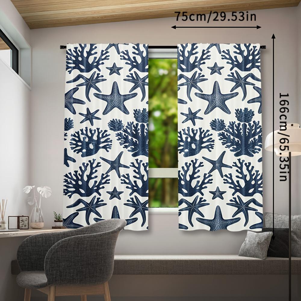 Set Of 2 Ocean Style Window Curtain Valance Country Inspired Short Curtains Living Room Bedroom Dining Home Decor Polyester Ideal For