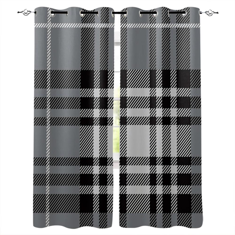 Gardiner i britisk stil med blått og oransje rutemønster Gardiner til stue Dekorative gjenstander Stue