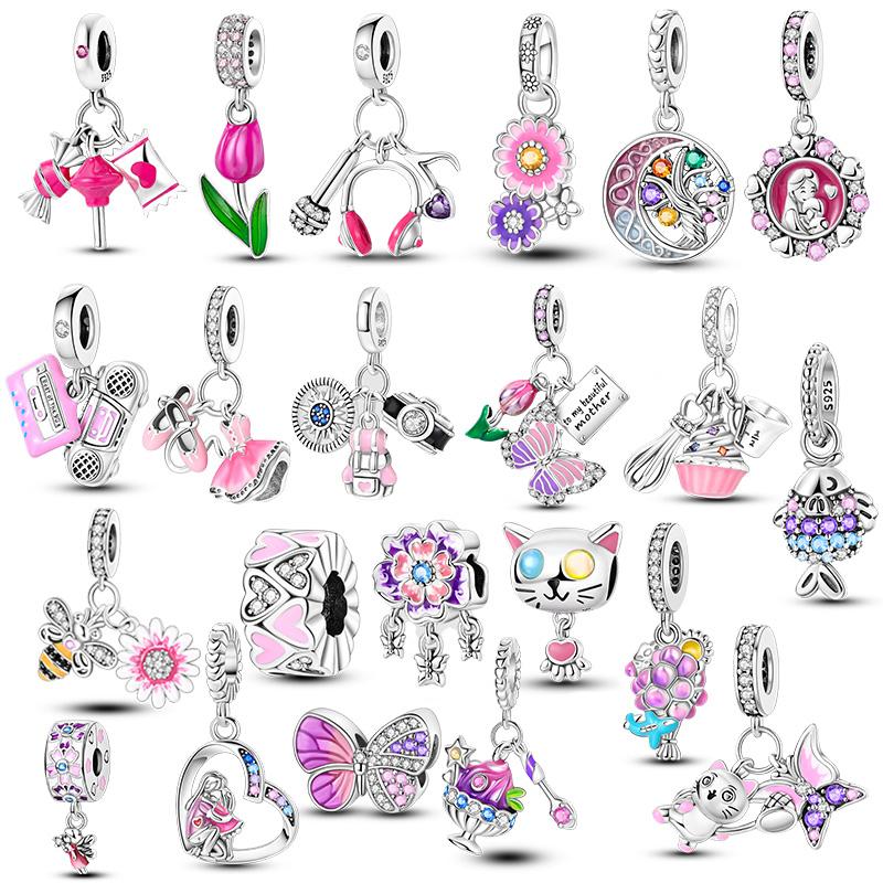 Copper Heart Mom Dangle Dream Catcher Charm Bead Charms Compatible With 4MM Hole Diamete Bracelets Do It Yourself Jewellery for Women Gift Accessories