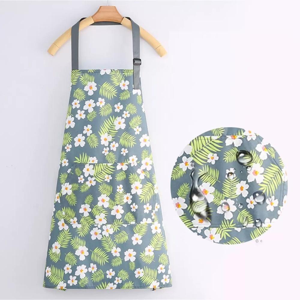 Adjustable Kitchen Cooking Apron, Waterproof Cooking Apron with Pockets, Suitable for Kitchen Baking, Gardening, Barbecues (flow