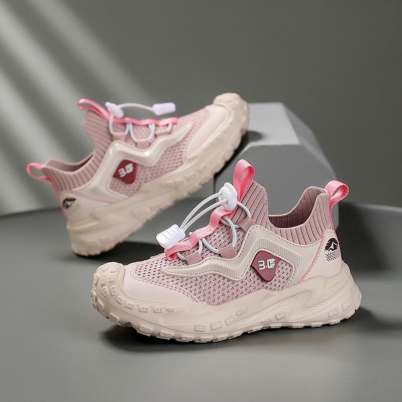 

Детские легкие дышащие сетчатые кроссовки – Нескользящие, износостойкие, с автоматической шнуровкой для мальчиков и девочек 36 розовый