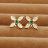 2PC Korean Stainless Steel Tragus Piercing Helix Green Studs Earrings for Women Flower Geometry Trendy Ear Piercing Body Jewelry