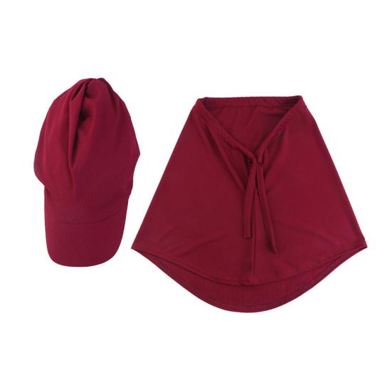 2 Pcs/Set Adjustable Fit Sun Hat with Built-In Drawstring Shawl Extended Brim Full