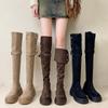 Women's 2025 Aut/Win Thick-Soled Over-the-Knee Foldable Knight Boots - Chunky Heel In Black/Khaki
