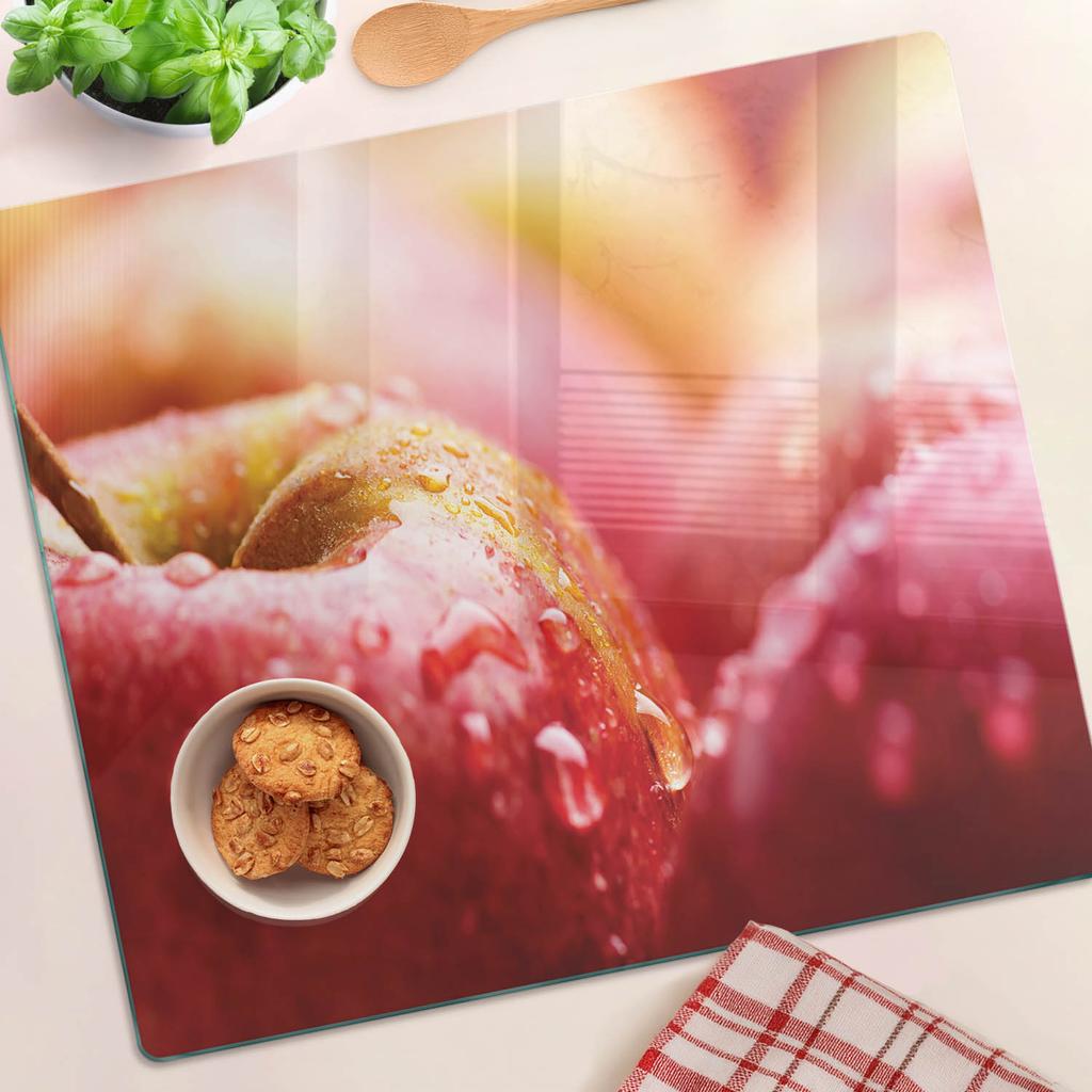 Deska Kuchenna Szklana Do Serwowania Z Grafiką Czerwone Jabłka 60X52 Cm