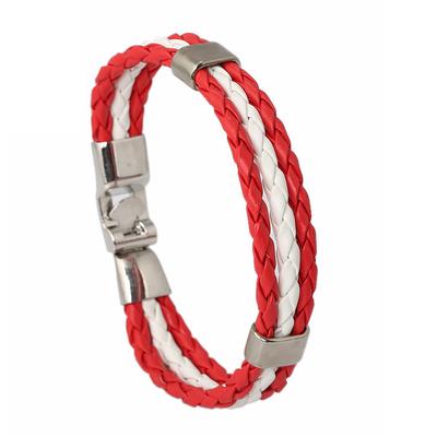 Simple Canada Woven Leather Bracelets Country Flag Woven PU Leather Bracelets for Women Men Souvenirs Charm Bracelet Football Fans Gift Jewelry