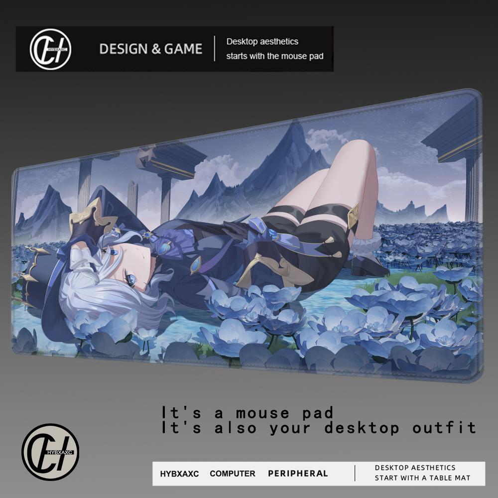 HYBXAXC Furina Focalors Mouse Pad Large Xxl Genshin Impact Mousepad Computer Keyboard Padding Anime Genshin Accessories Desk Mat