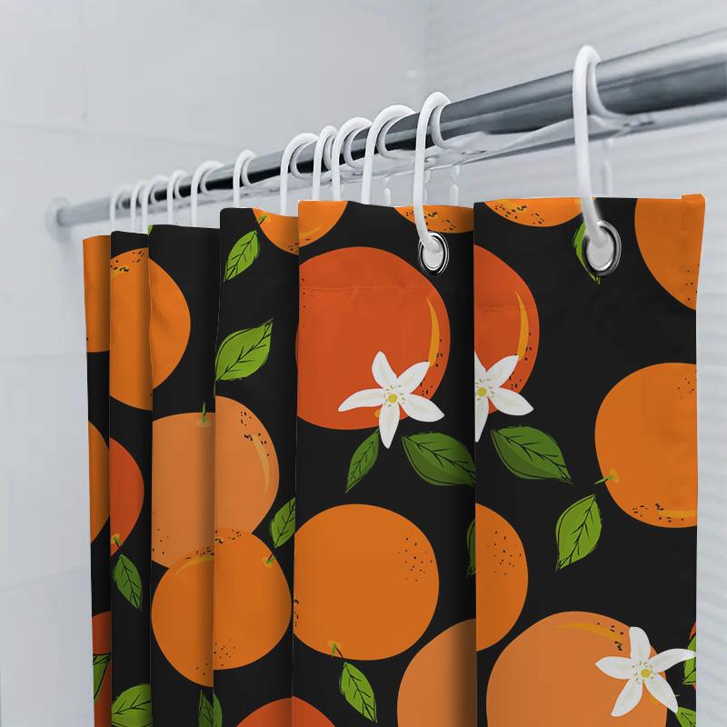 Vibrant Orange White Floral Bathroom Shower Curtain Decoration for Bathrooms Home Decor Waterproof Fabric Print