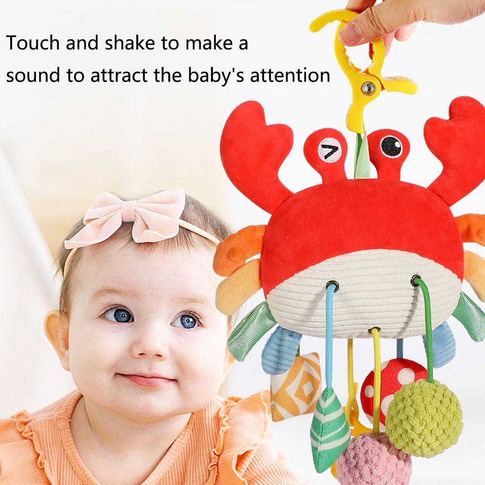 Distorting Mirror Plush Stuffed Sensory Toy with Clamp Stroller Hanging Ornaments  Toddlers