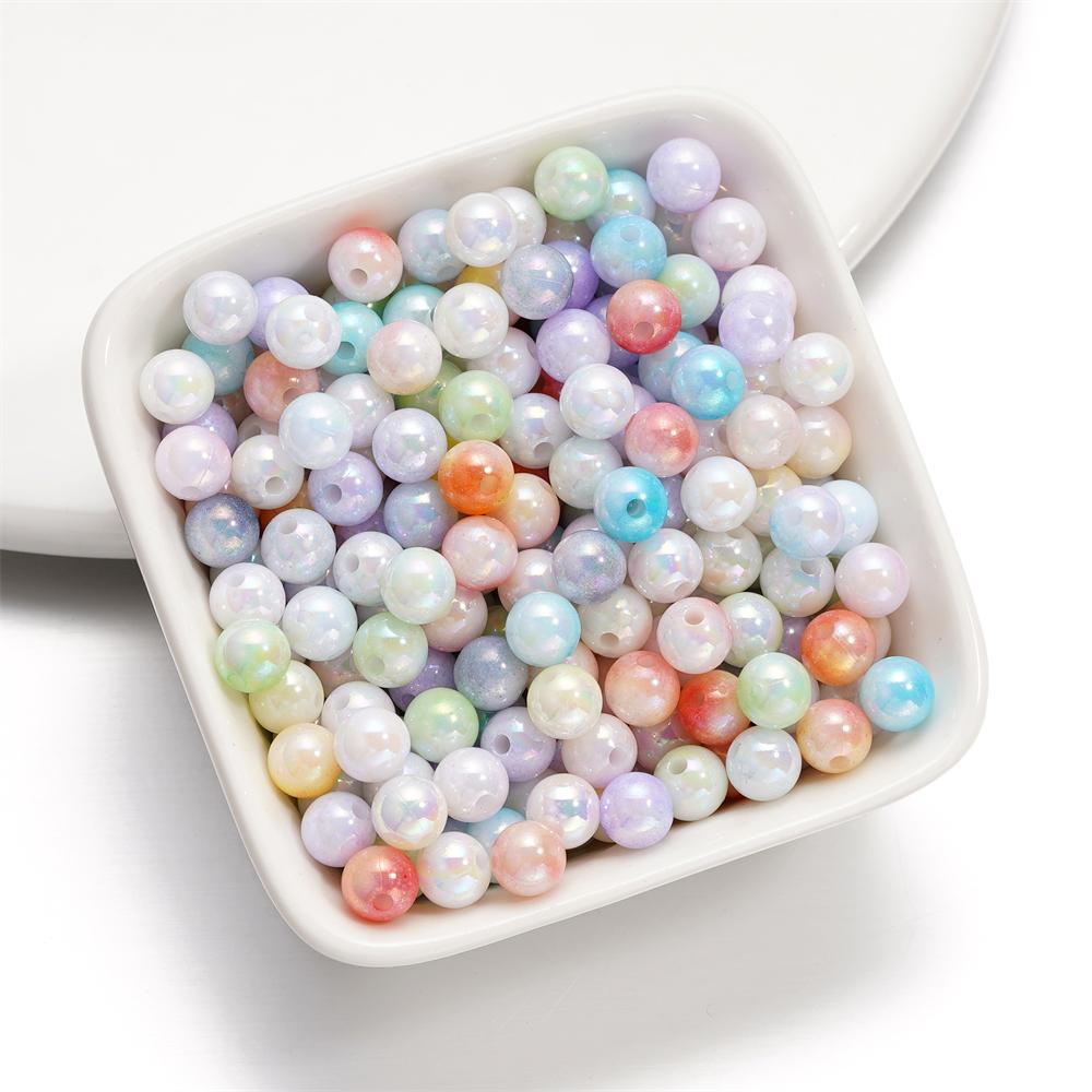 10g 4/6mm Acrylic Aurora Spacer Beads Gradient AB Color Imitation Pearl Round Bead for DIY Bracelet Jewelry Accessories