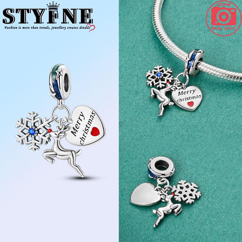 Charms Plata Originales Christmas Snowflake Beads For Charms Copper Bracelet Beads Jewellery Making Women'S Gift