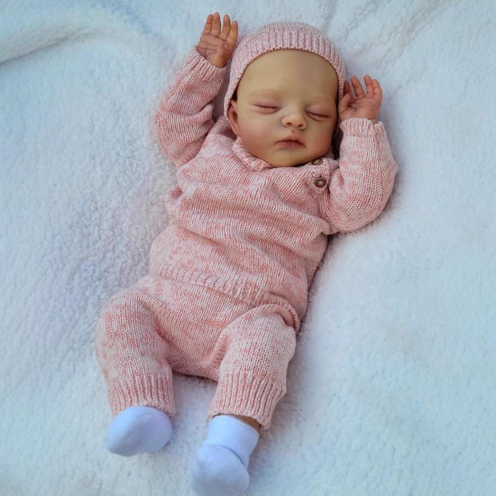 Realistic 18 Inch Reborn Babies Dolls with Open Eyes Lily Closed Eyes Irys Soft Cloth Body Newborn Doll Cute Lifelike Rebirth Dolls for Kids Xmas Gift
