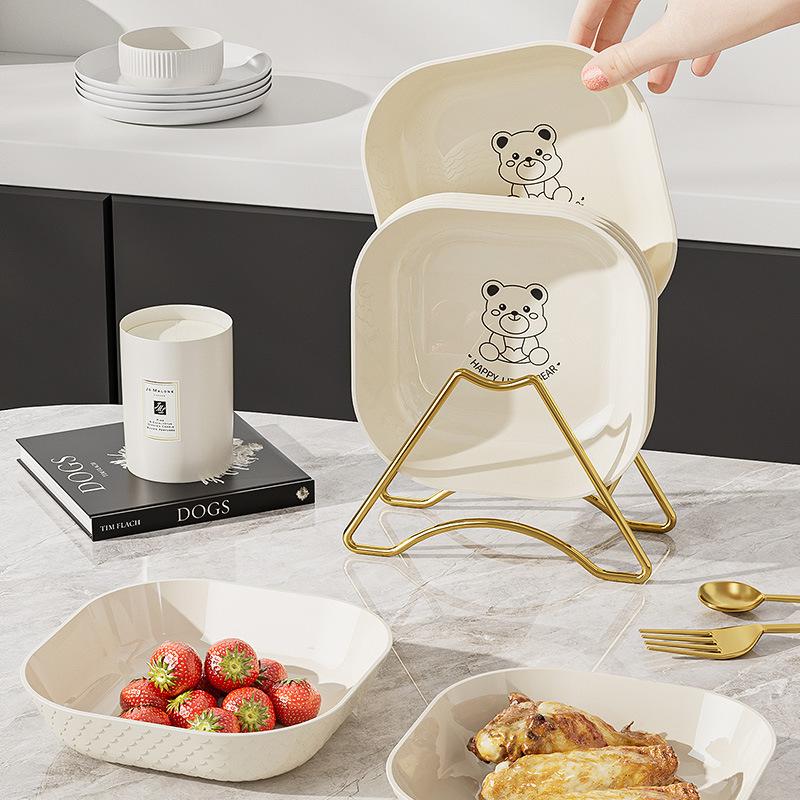 Happy Bear Spit Bone Plate Plate, Dining Table Surface Garbage Plate, Food Grade Fruit Plate, Light Luxury High-End Food Plate