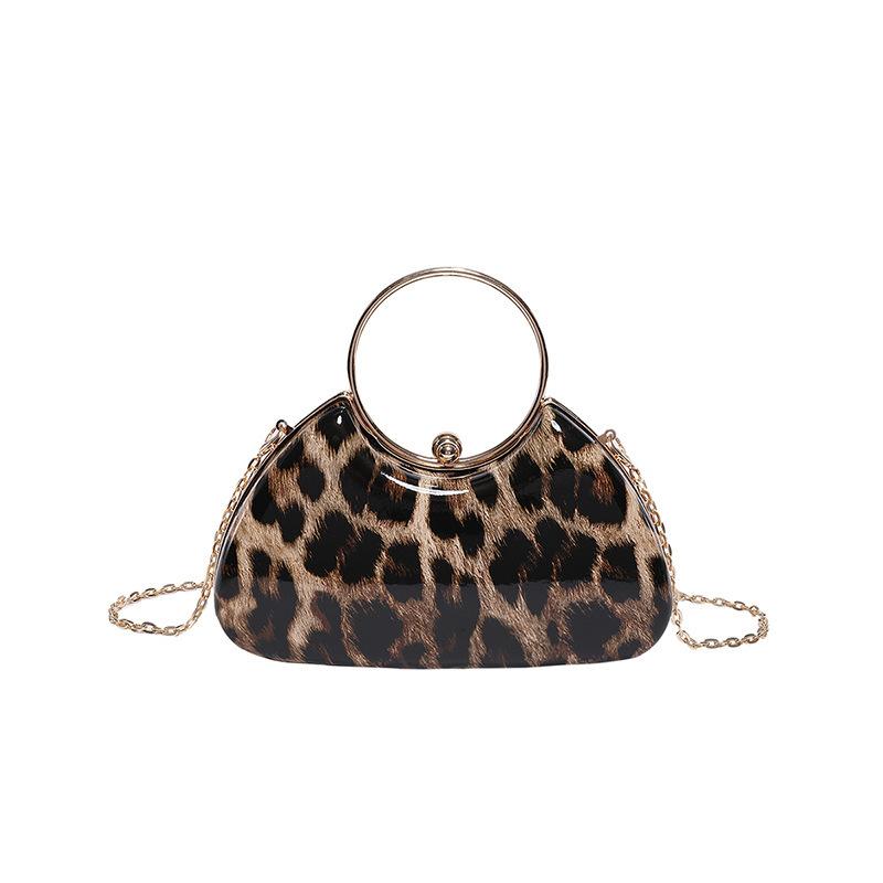 Sac de Soirée pour Femme Sac de Banquet de Fête Sac à Bandoulière avec Chaîne Imprimé Léopard Sac Cabas de Soirée pour Femme Premium Durable