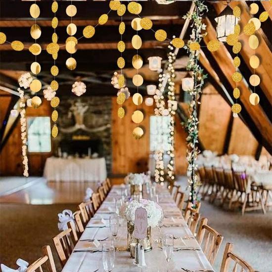 Cheerland Gold Circle Garland Gold Party Decorations Hanging Dot Banner Streamer Backdrop Decor Wedding Birthday Bday Bridal Baby Shower Bachelorette