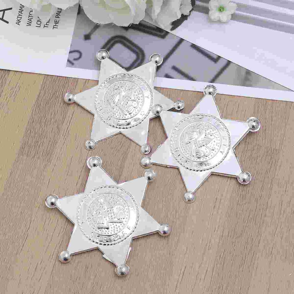 12pcs Plastic Deputy Sheriff Hexagonal Star Badges Personalized Officer Name Tags Brooch for Law Enforcement Officer Costume