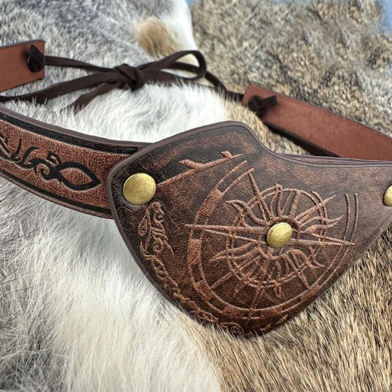 Medieval Pirate Eye Patches Vintage Embossed Leather Eye Mask Medieval Costume Accessories For Men Halloween Role Play
