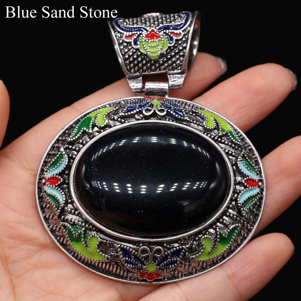 1Pc, Boho Energy Natural Stone Oval Pendant, Reiki Healing Crystal Charms for DIY Women's Necklace Accessories, Halloween Jewelry Making Craft Gift