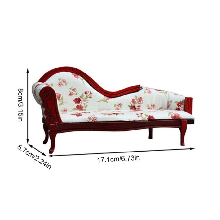 Doll House Lounger Model 1/12 Scale Miniature Dollhouses Chaise Lounger Ideal for DIY Projects and Photography