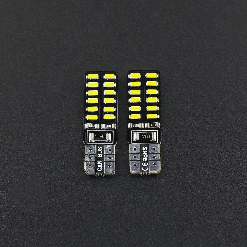 горячий! 2 шт. Canbus T10 24 светодиода SMD Лампочка Автомобильная Без Ошибок 3014 12 В Супер Яркая Габаритная Лампа Белая 1 pair White light