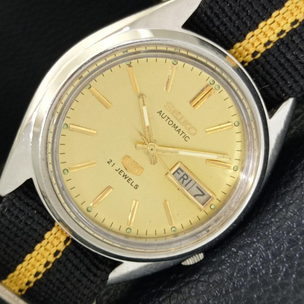 

SEIKO 5 AUTOMATIC VINTAGE 7019A JAPAN MENS GOLDEN COLOR DIAL WATCH a702609-1 R209-a702609