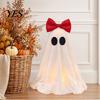 Pink Bow Ghost Decoration LED Decoration, Halloween Tabletop Ornament, Soft Girly Fabric Haunted House Decor with Warm Glow for Home Cute Ornament