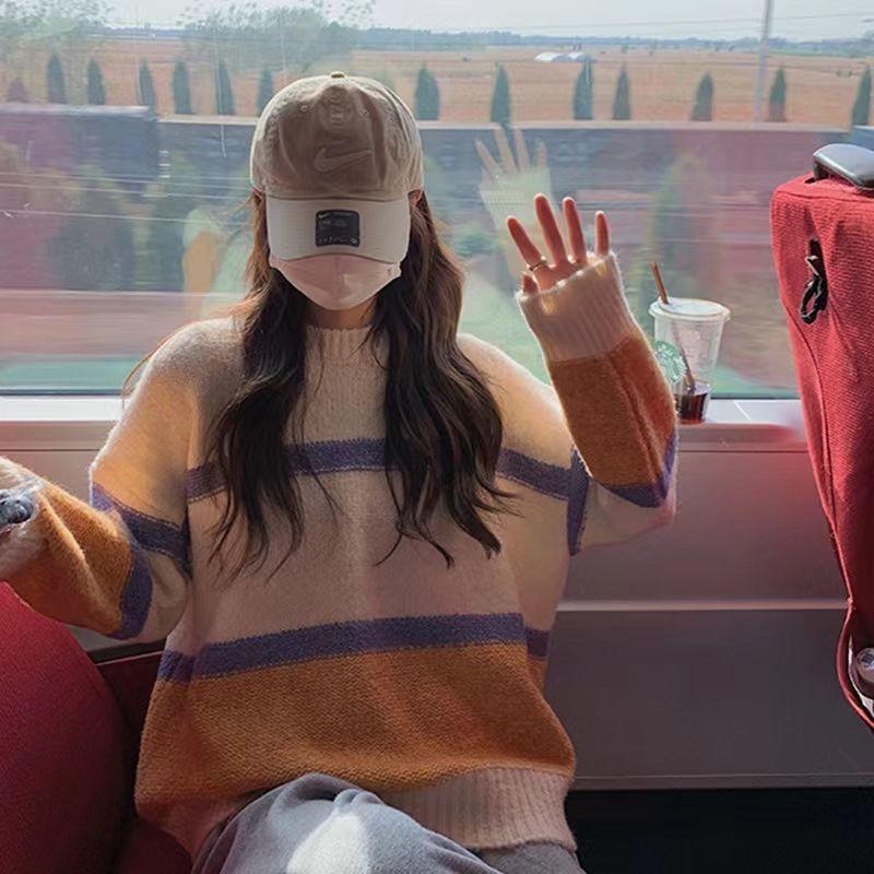 

Пуловер с напуском, осенне-зимний мягкий восковой свитер, женский универсальный, нежный, повседневный, свободный, милый пуловер, вязаный свитер, топ One Size жёлтый