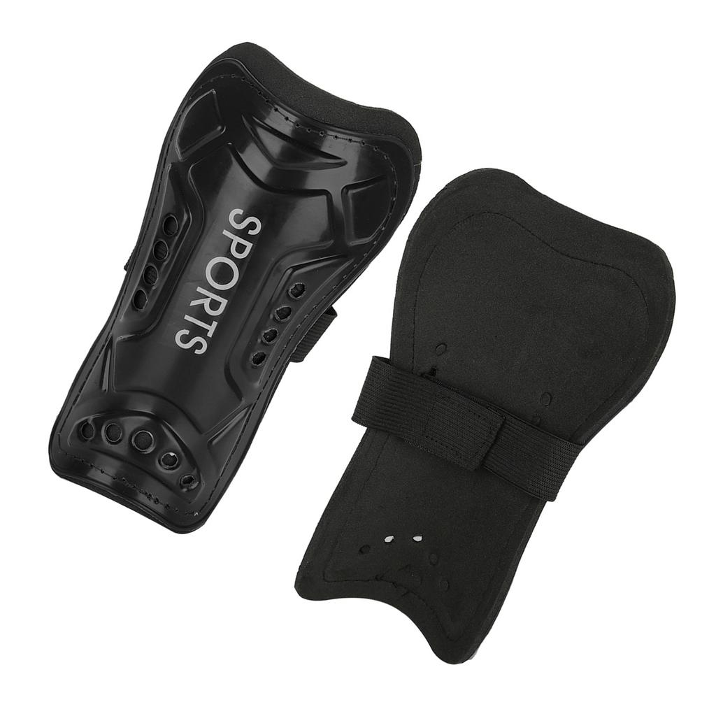 Ein Paar Kinder Fußball Schienbeinschoner Trainingsbeinschützer Sicherheitsschutz Verstellbarer Riemen (Schwarz)