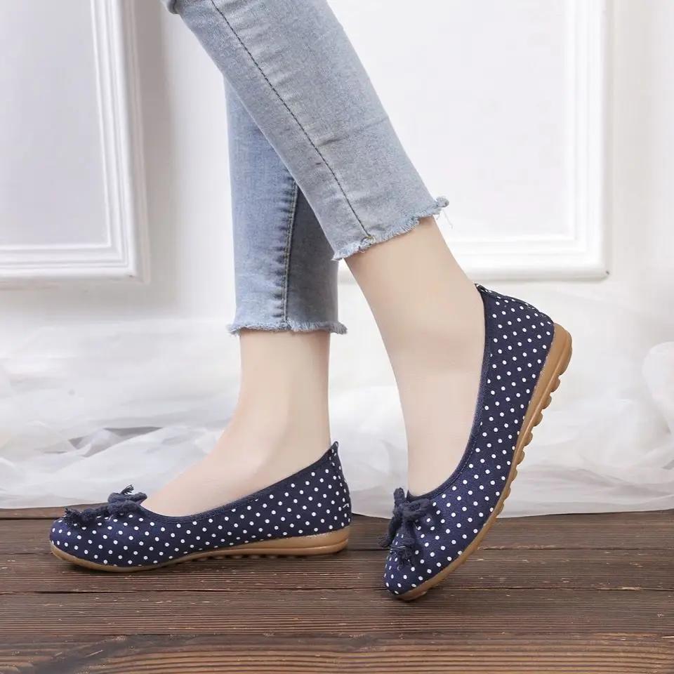 Fashion Polka Dots Slip On Woman Footwear Comfortable and Elegant Offers Walking Casual Fashion 2025 Daily Routine Deals Shoes for Women