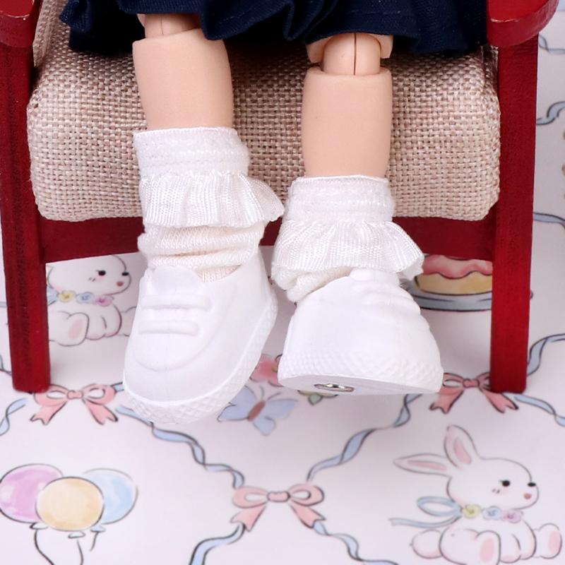 1 Par de Tênis Preto e Branco para Boneca OB11 Acessórios OB11 Sapatos para Boneca BJD 1/12 Decoração Material de PVC para Boneca Destacável